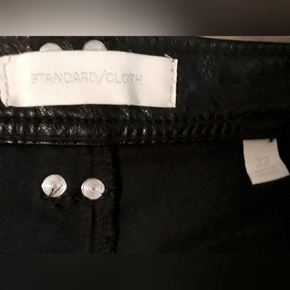 MEN’S BLACK FAUX LEATHER PANTS, 32/32 - Picture 8 of 12